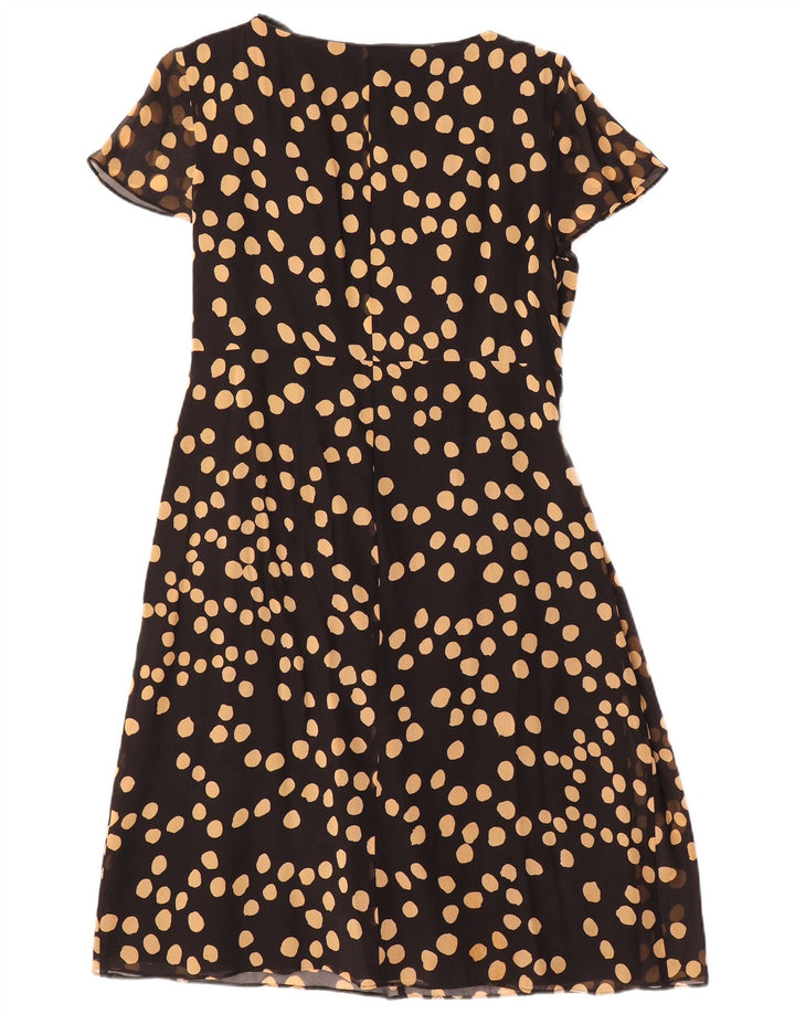 Fenn Wright Manson Rochie A-Line pentru femei UK 14 Mare Mătase cu pete negre