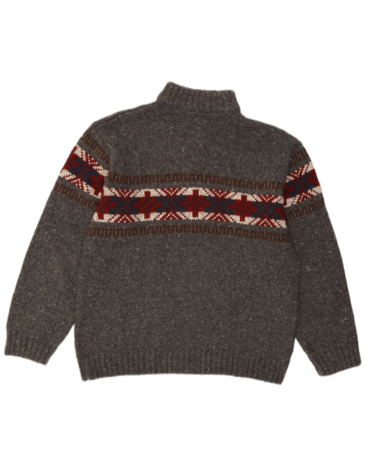 C&A Pulover pentru bărbați, cu fermoar, cu gât, mare, gri Fair Isle Acrilic