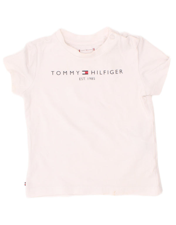 Tricou grafic Tommy Hilfiger pentru bebelusi baieti Top 9-12 luni bumbac alb