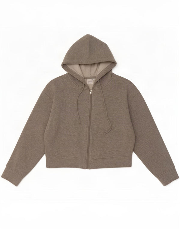 Pulover Topshop pentru femei Crop Oversized Zip Hoodie UK 10 Small Grey Flecked