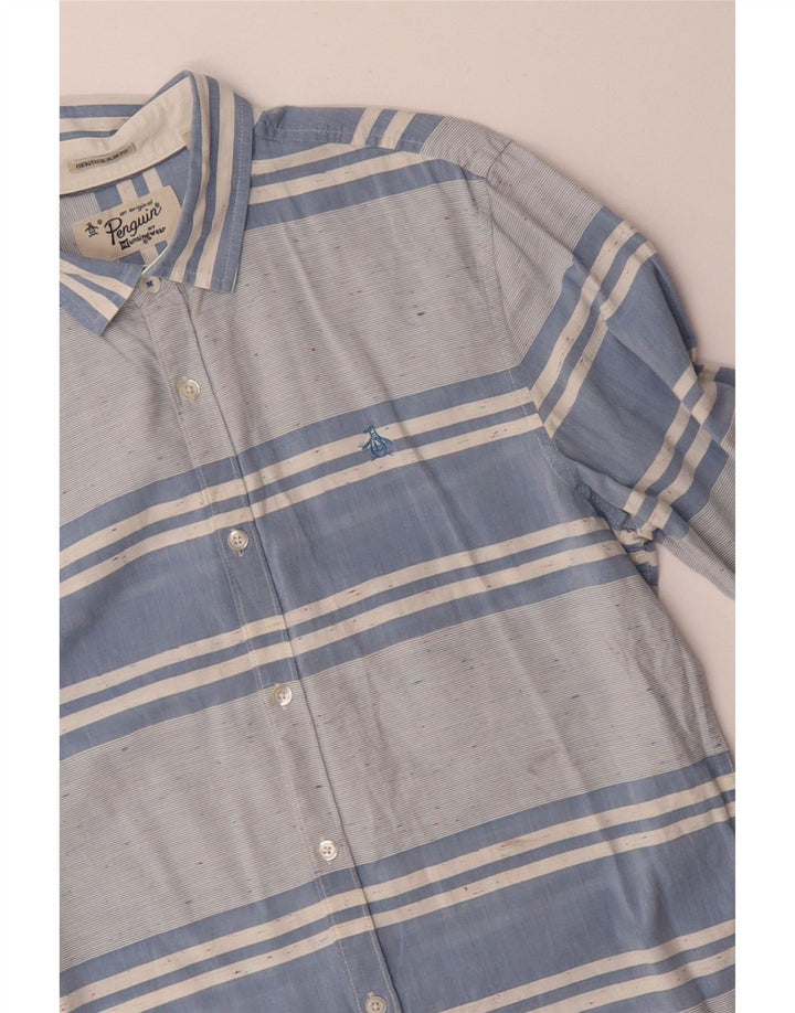 Cămașă pentru bărbați PENGUIN Heritage Slim Fit, bumbac cu dungi albastre medii