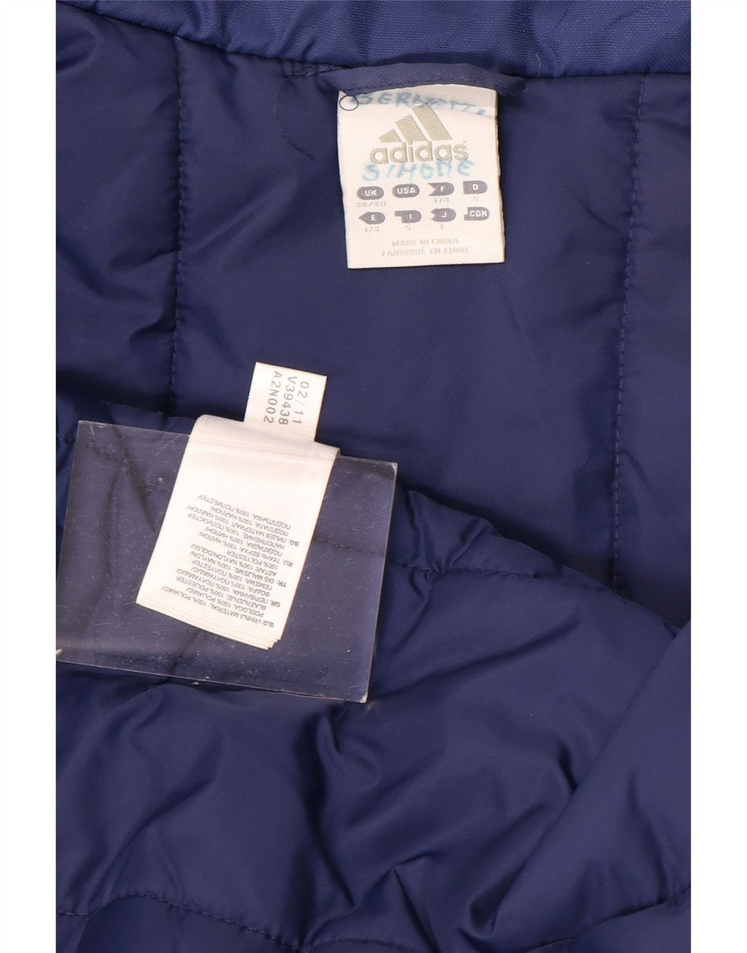 Palton căptușit cu grafic ADIDAS pentru bărbați UK 38/40 Poliamidă albastră medie