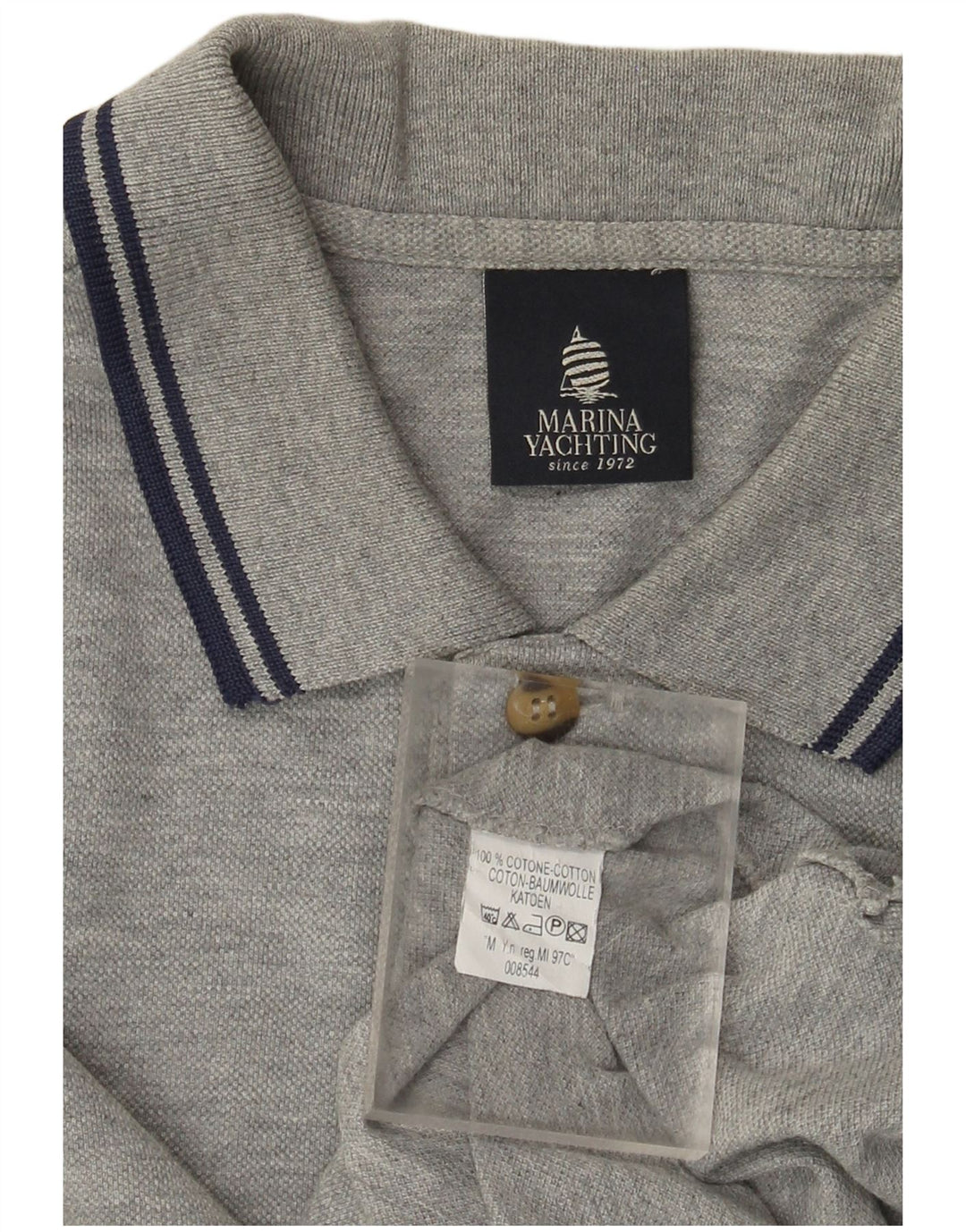 Marina Yachting Tricou polo cu grafică pentru bărbați, bumbac gri mediu