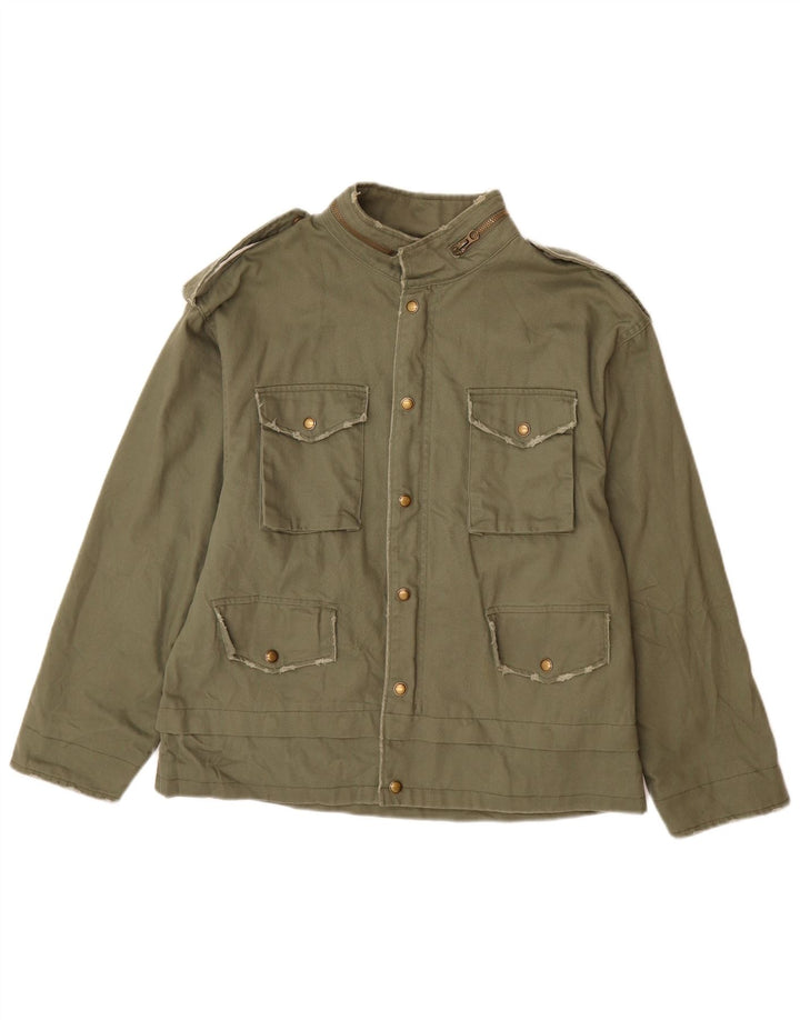 Jachetă militară pentru femei Zara UK 14 Medium Khaki Bumbac Army