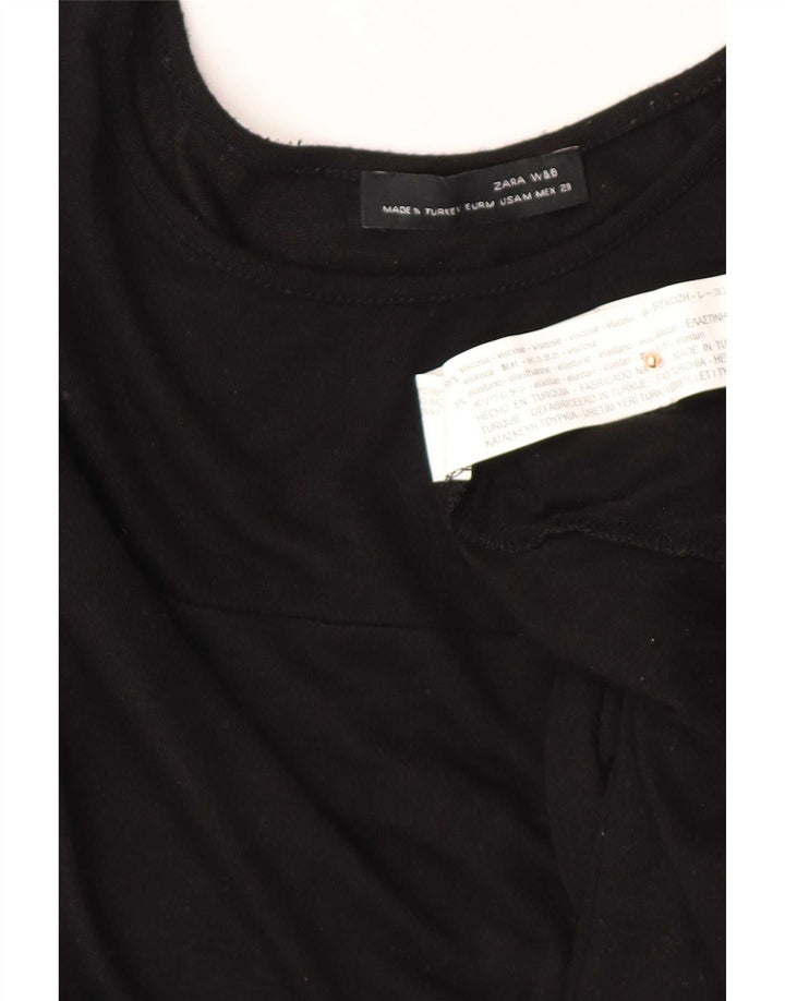 Top cu tunică cu mânecă lungă pentru femei Zara UK 14 Medium Black Viscose