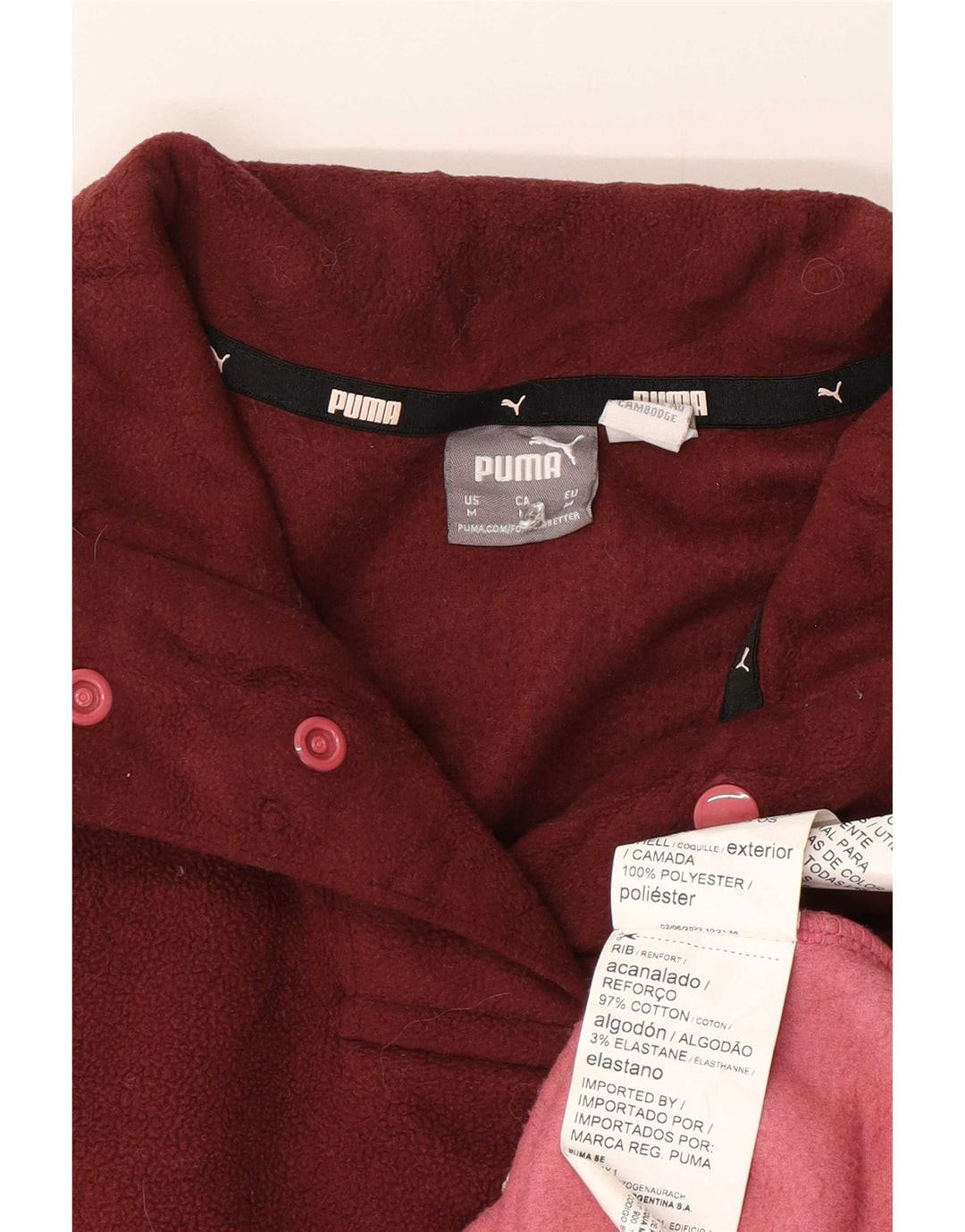 Pulover supradimensionat pentru femei Puma Graphic Fleece UK 14 Medium Burgundy