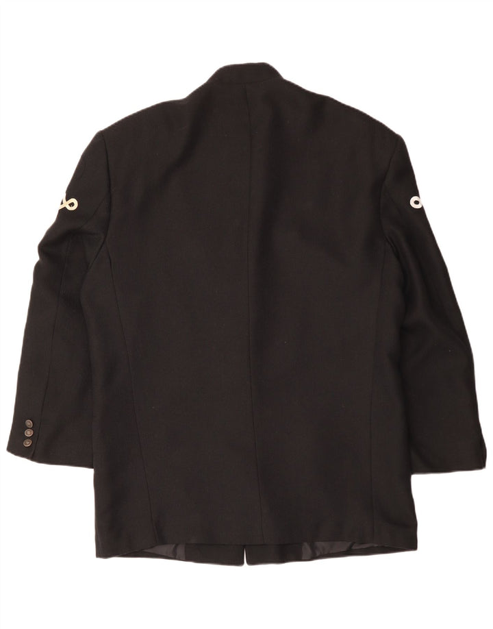 Jachetă pentru bărbați VINTAGE cu 5 nasturi, UK 40, mare, neagră, viscoză