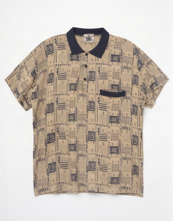 Cămașă vintage cu mânecă scurtă pentru bărbați, XL, bej, viscoză, moale