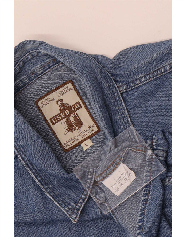 Cămașă Vintage bărbați din denim mare, albastru, bumbac