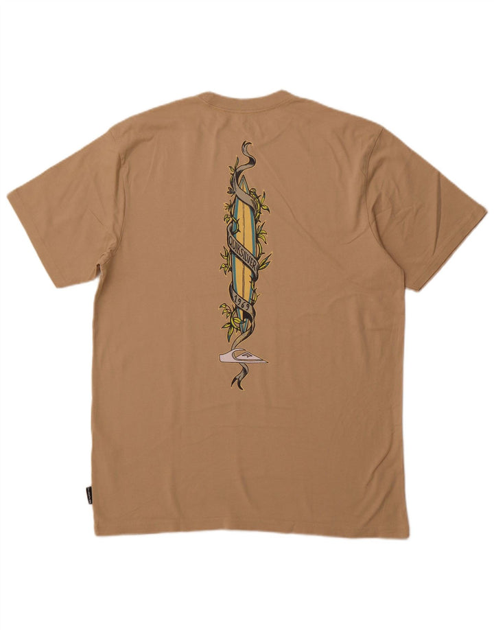 Tricou grafic QUIKSILVER pentru bărbați, cu croială obișnuită, mare, bej, bumbac
