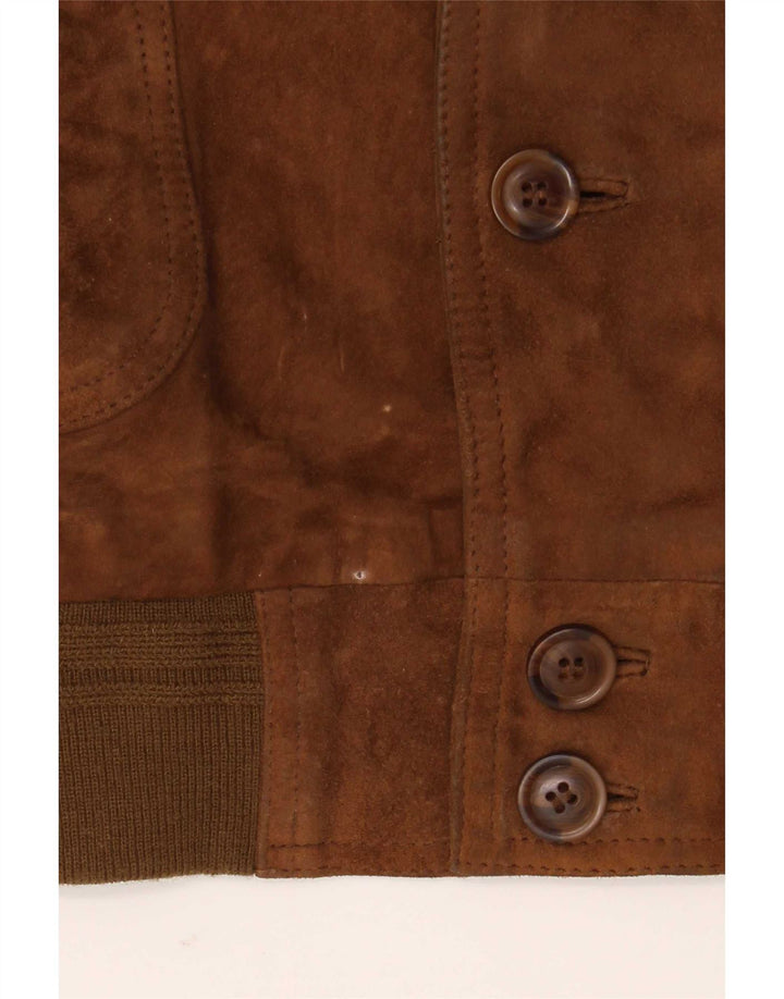 Jachetă Bomber Vintage pentru bărbați din piele intoarsa IT 54 2XL din piele maro