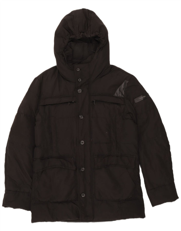 Jachetă căptușită cu glugă Calvin Klein pentru bărbați IT 52 XL poliester negru