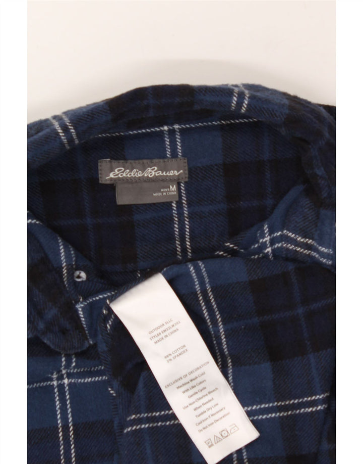 EDDIE BAUER Mens Flannel Shirt Medium Navy Blue Check Cotton Vintage Eddie Bauer and Second-Hand Eddie Bauer from Messina Hembry 