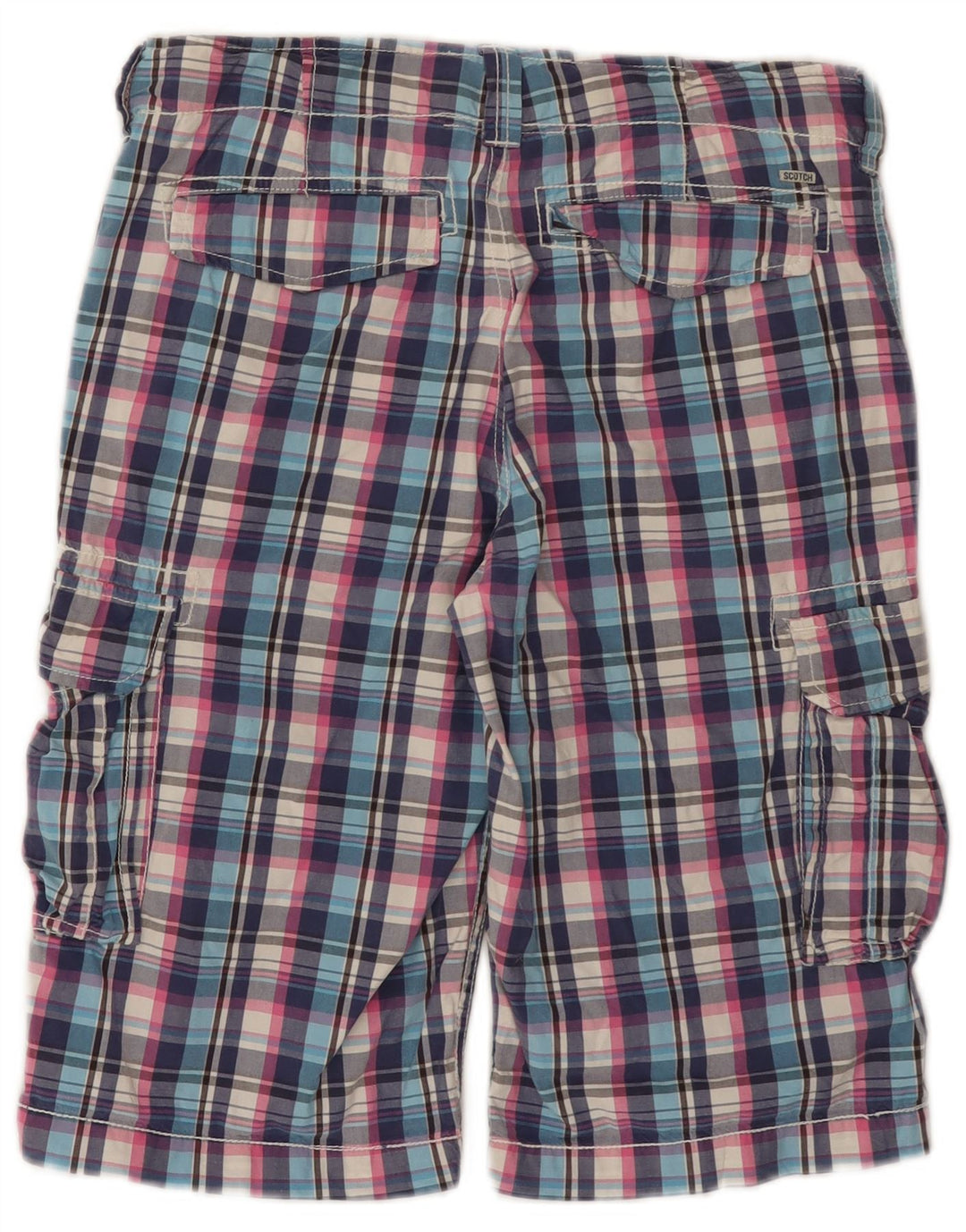 Scotch & Soda Pantaloni scurti cargo pentru băieți 15-16 ani W30 bumbac carouri multicolore