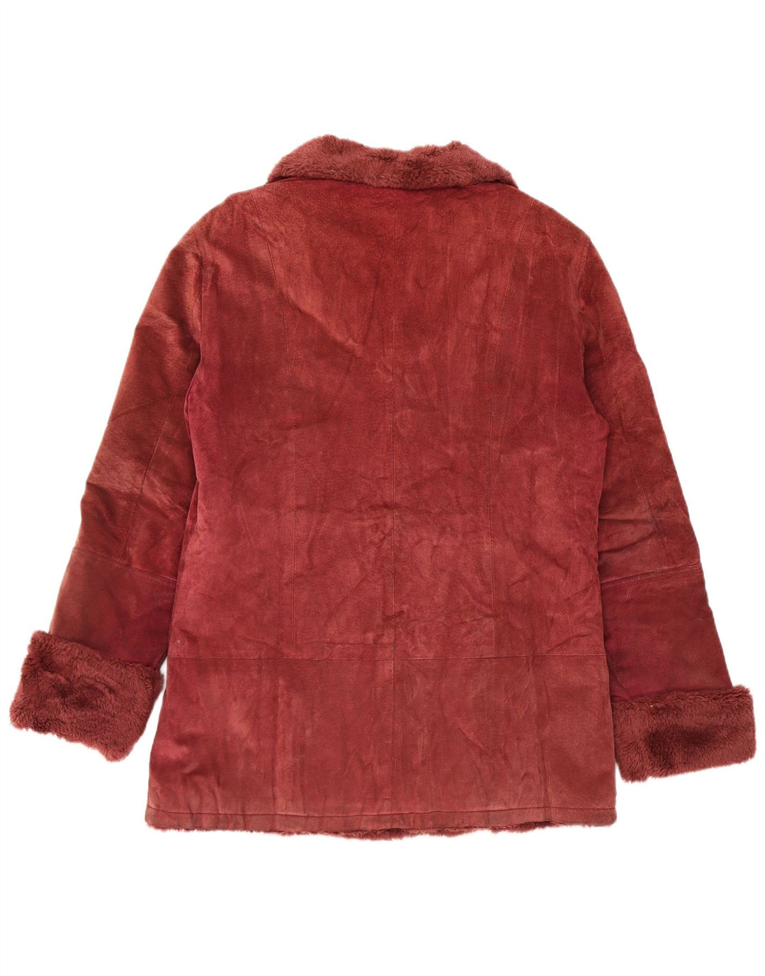 Jachetă pentru femei VINTAGE Sherpa Suede UK 14 Medium Burgundy Piele