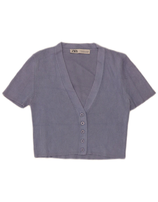 Pulover cardigan cu mânecă scurtă pentru femei Zara UK 8 Mic albastru viscoză