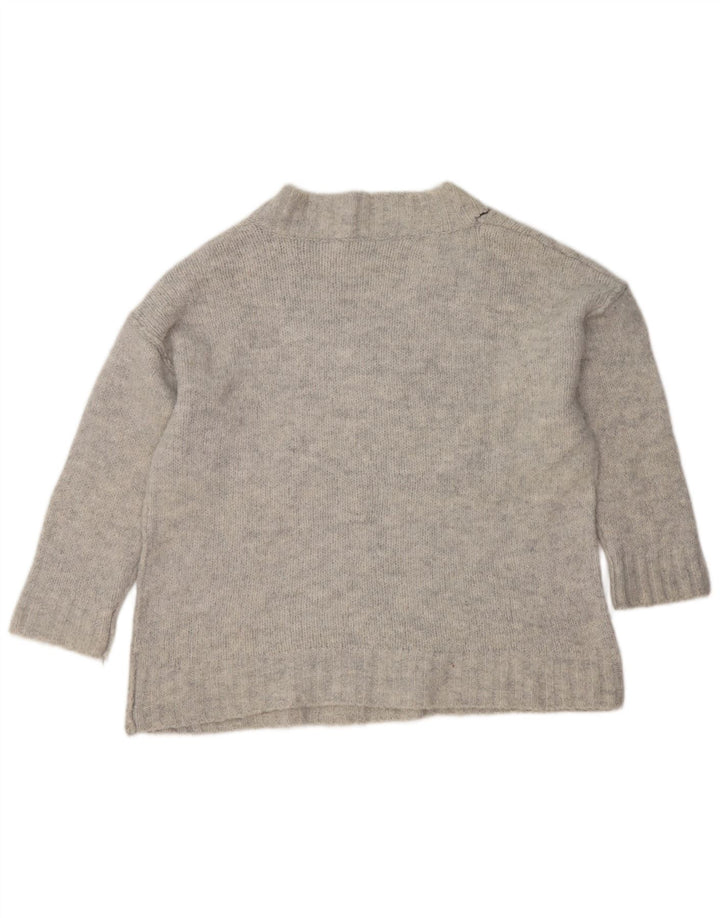 Pulover cu decolteu în V supradimensionat pentru femei Zara UK 10 Mic gri acrilic
