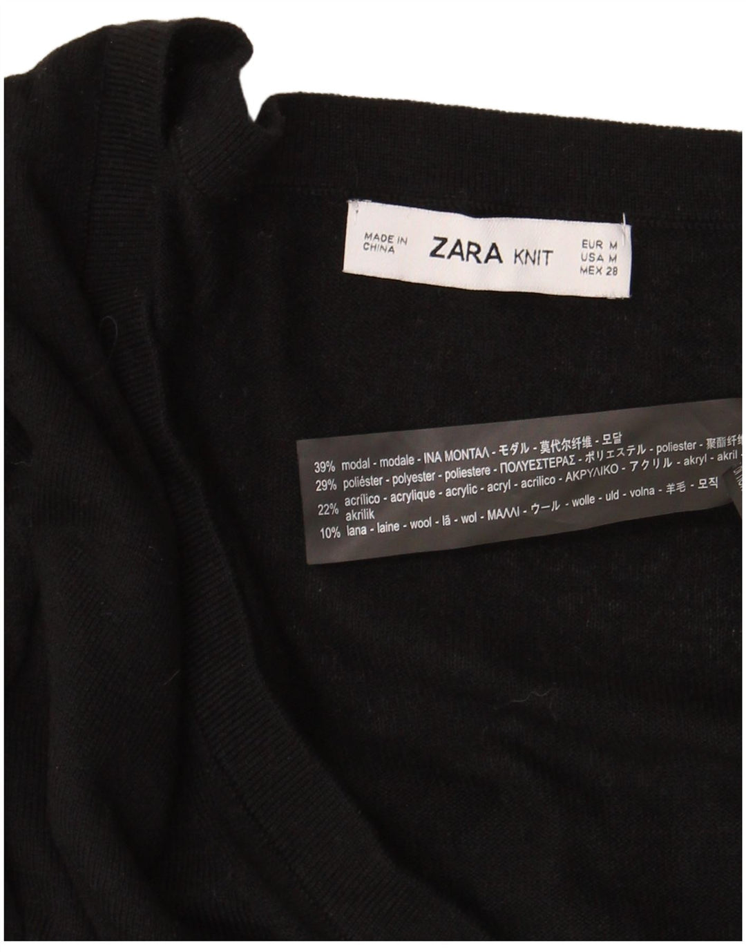 Pulover oversize cu decolteu în V Zara pentru femei UK 14 Medium Black Modal