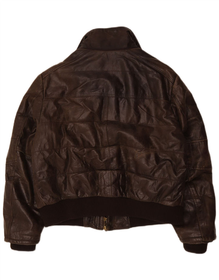 Geacă din piele vintage pentru bărbați IT 54 2XL din piele maro