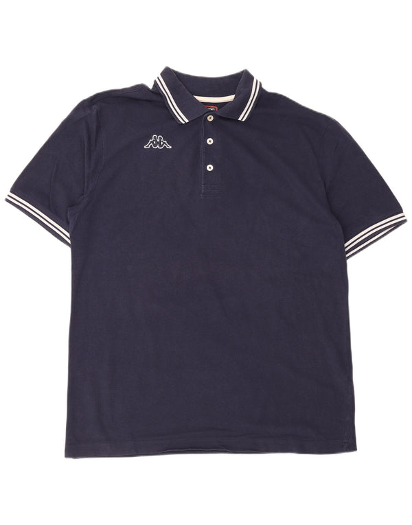 Cămașă polo pentru bărbați Kappa XL, bumbac cu dungi, albastru bleumarin