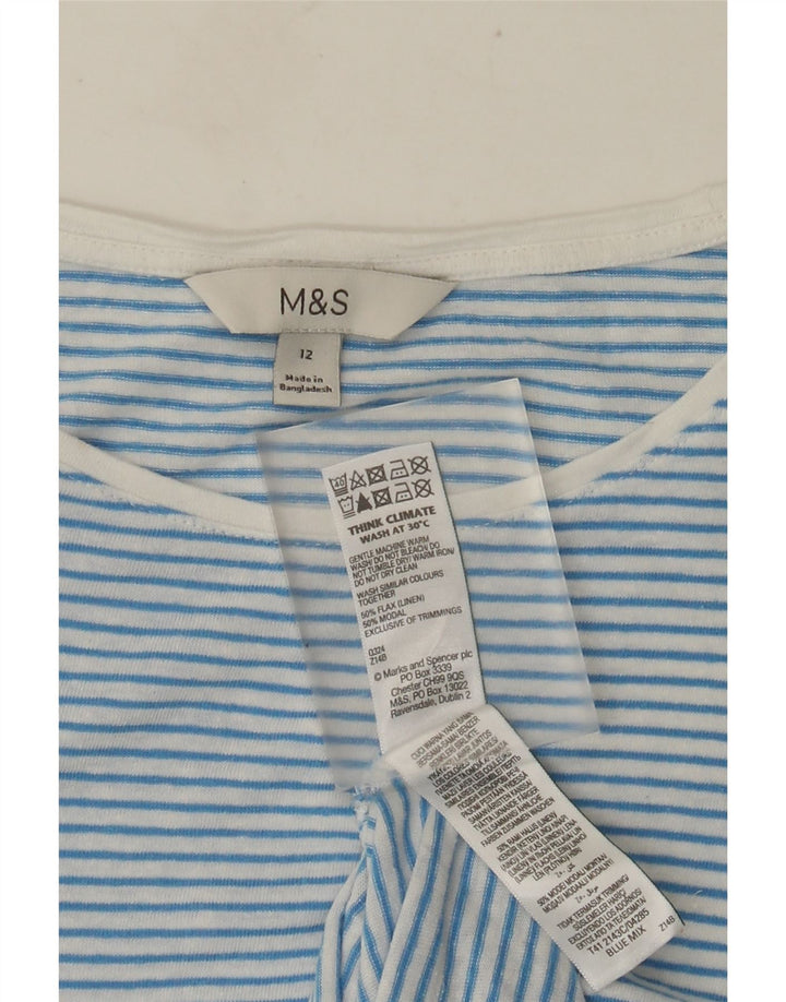 Tricou pentru femei Marks & Spencer Top UK 12 Medium Blue Striped Linen