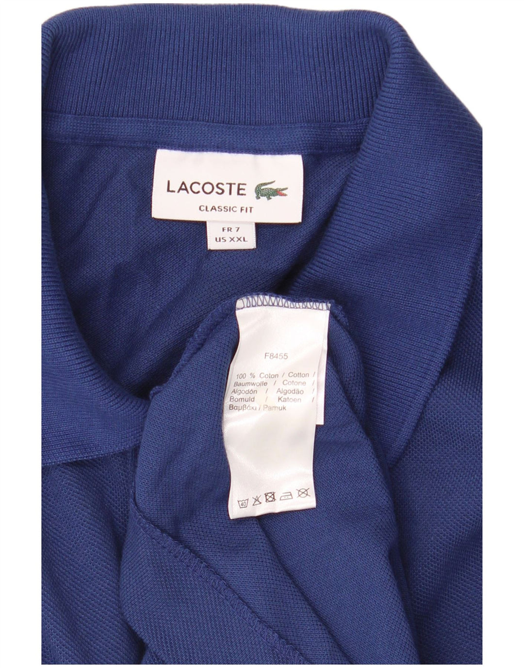Tricou polo LACOSTE pentru bărbați, cu tăiere clasică, mărimea 7 2XL, bumbac albastru