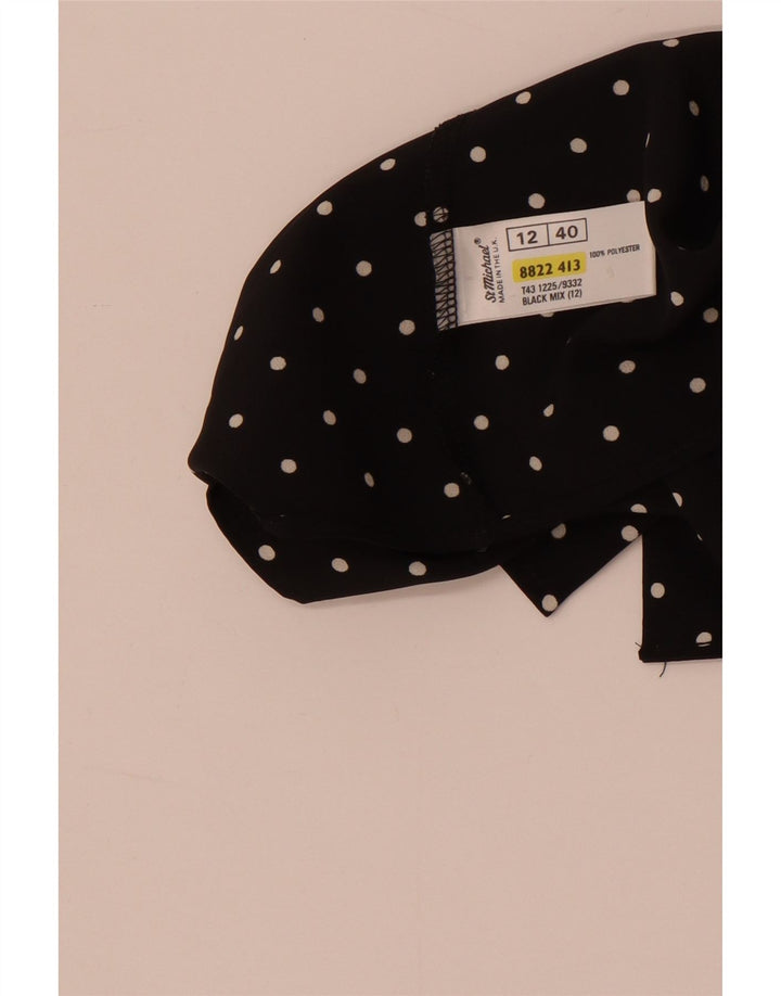 Bluză cămașă cu mânecă scurtă pentru femei St Michael UK 12 Medium Black Spotted