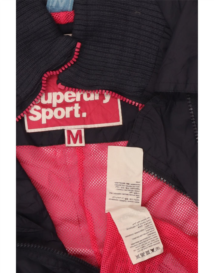 Jachetă de ploaie Superdry pentru femei, cu două piepturi, UK 12, nailon mediu bleumarin