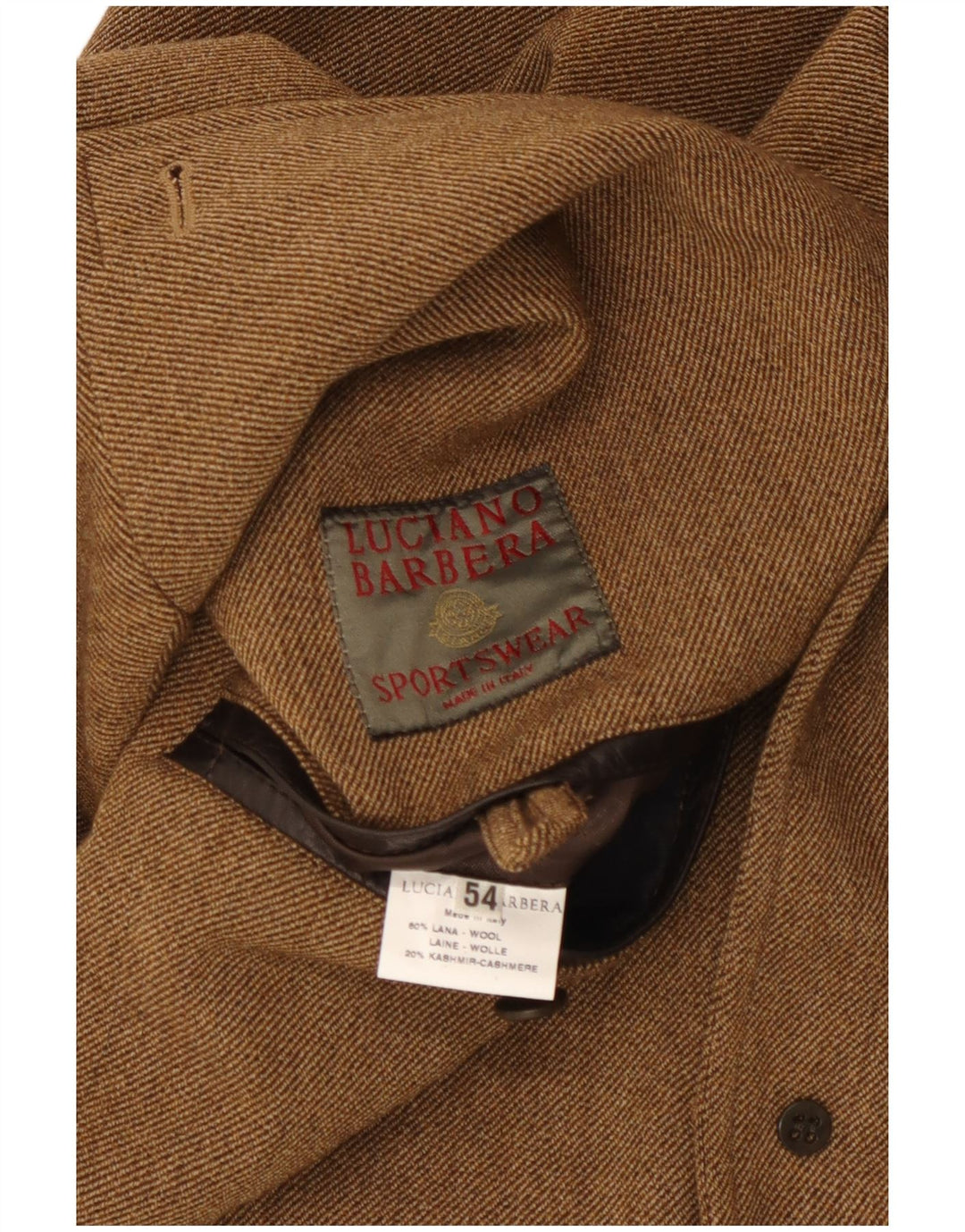 Luciano Barbera jachetă pentru bărbați cu 3 nasturi IT 54 2XL maro lână clasică