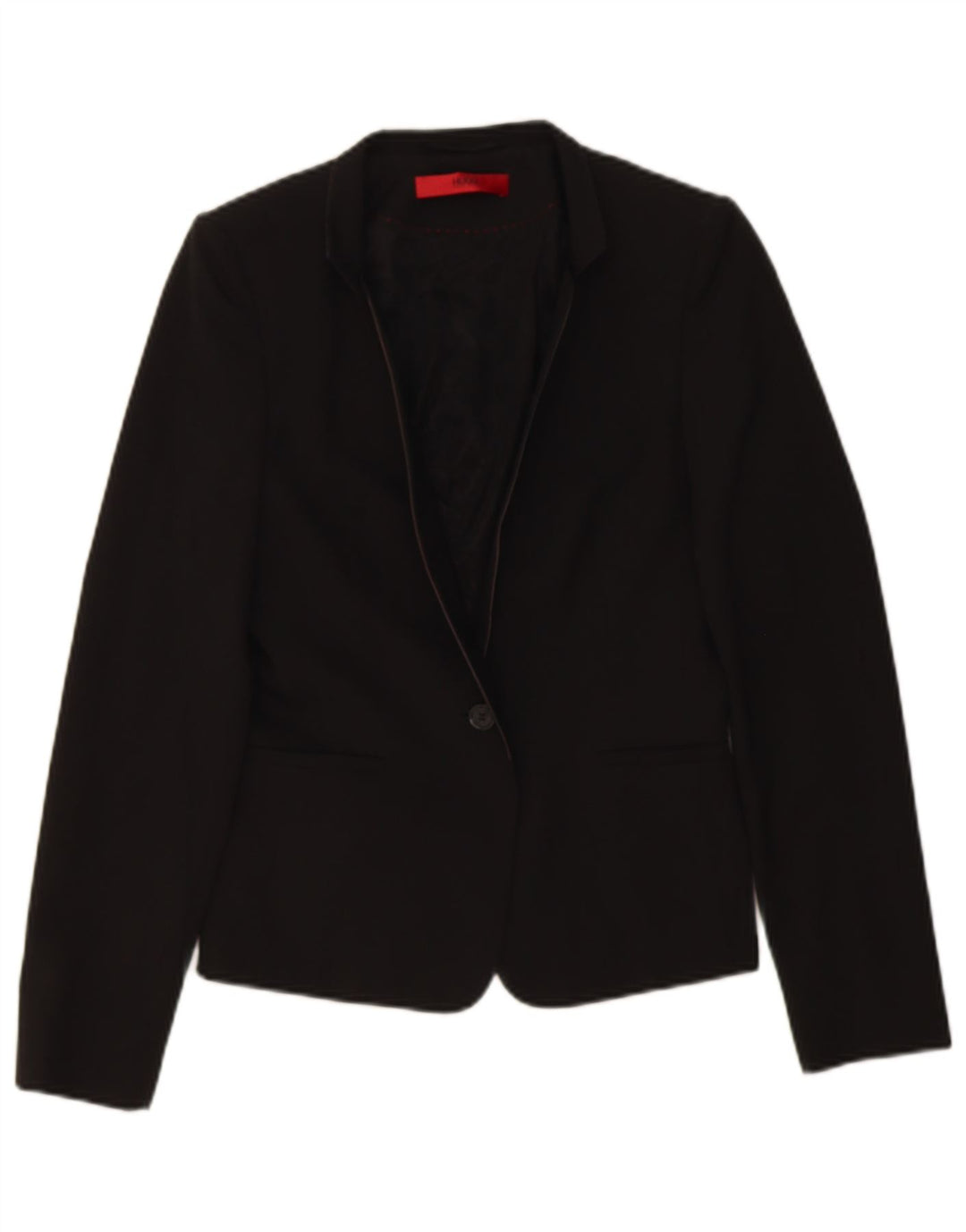 HUGO BOSS Womens 1 Button Blazer Jacket UK 6 XS Black Cotton