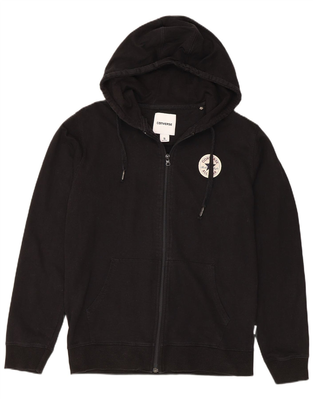 Pulover CONVERSE pentru bărbați, cu fermoar, bumbac mic, negru