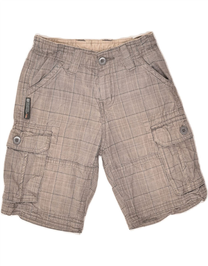 MOUNTAIN WAREHOUSE Pantaloni scurți cargo pentru băieți 7-8 ani W22 bumbac cu carouri gri