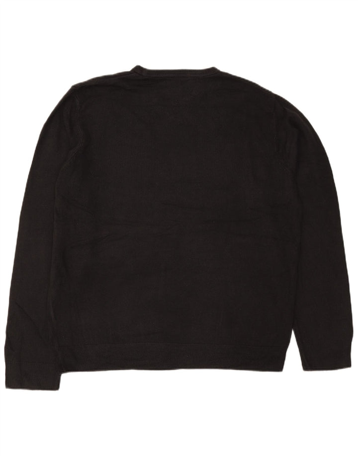 Pulover pentru bărbați Marks & Spencer cu gât roșu, XL, acrilic negru