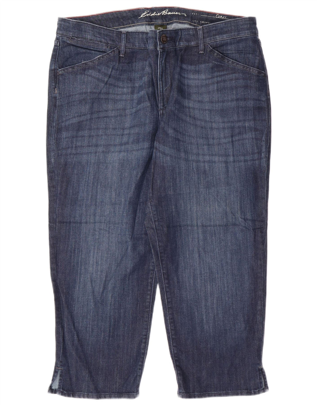 EDDIE BAUER blugi capri curbat pentru femei US 16 2XL W38 L23 albastru bumbac