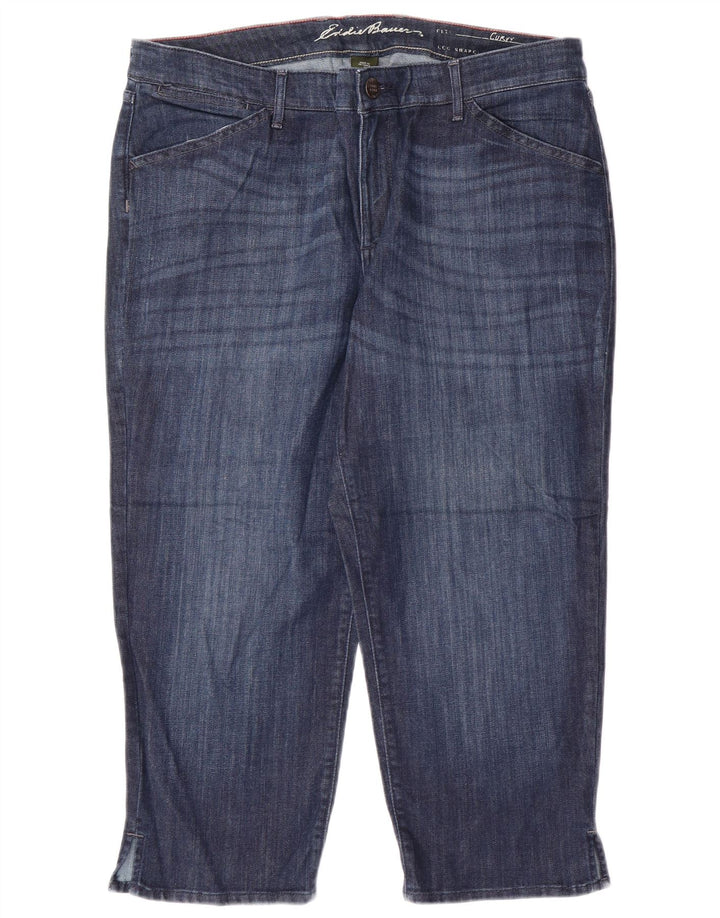 EDDIE BAUER blugi capri curbat pentru femei US 16 2XL W38 L23 albastru bumbac