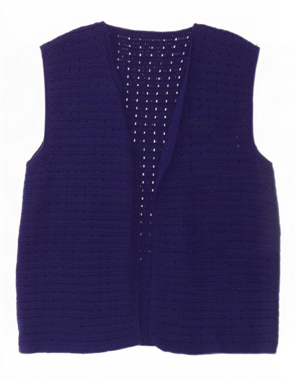 Pulover Cardigan fără mâneci Vintage pentru femei UK 16 Mare bleumarin