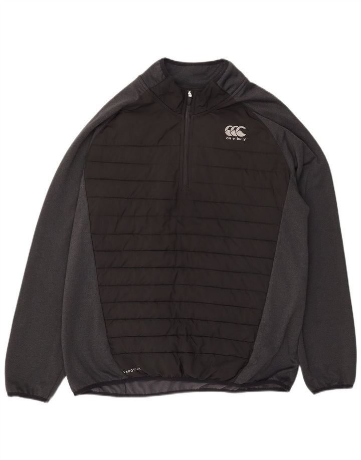 Top de trening pentru bărbați Canterbury, cu fermoar și gât, XL, negru, bloc de culoare