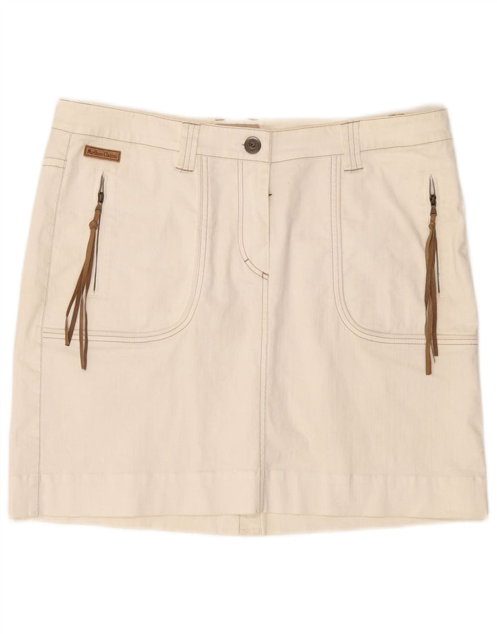 MARLBORO CLASSICS Fustă mini pentru femei cu talie înaltă EU 50 3XL W36 Bumbac alb