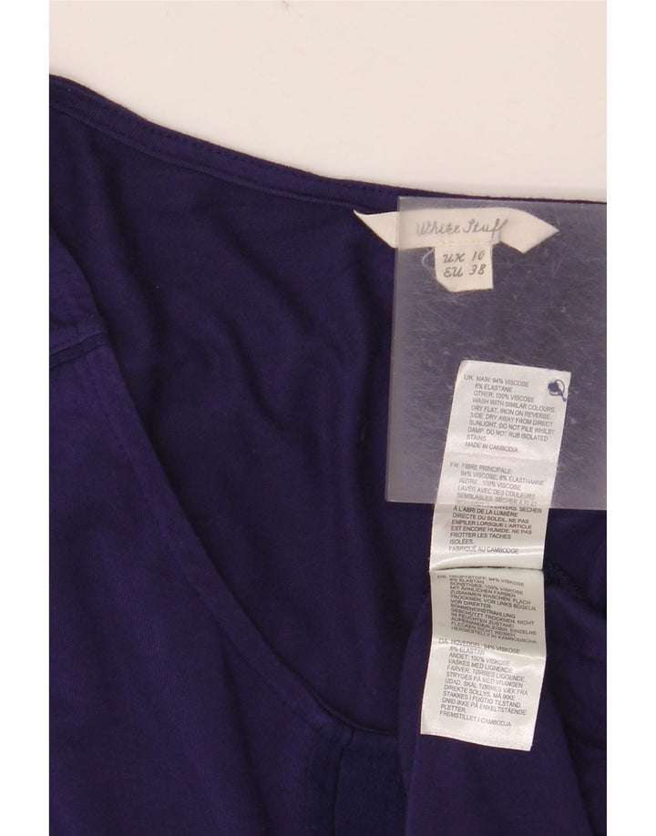 WHITE STUFF Top pentru femei cu mânecă lungă UK 10 Small Purple Viscose