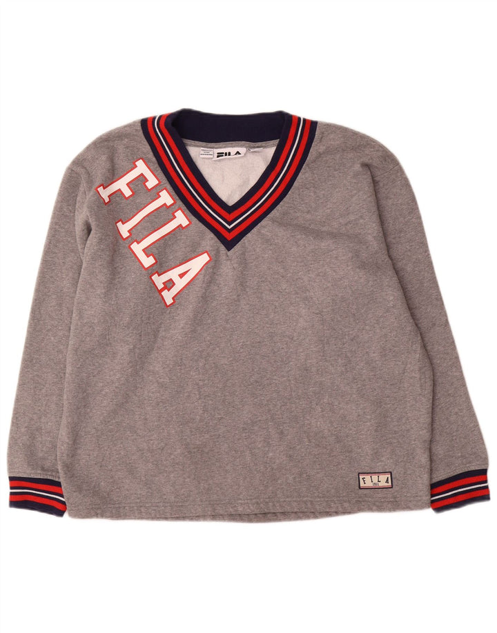 Pulover cu grafic pentru femei Fila UK 14, mare, gri Colorblock