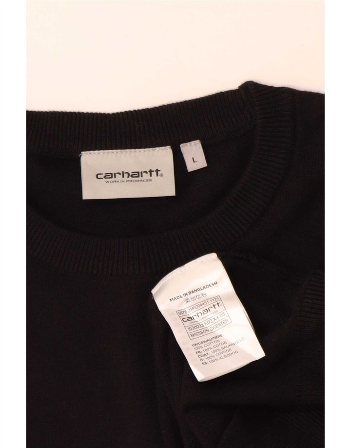 Pulover pentru bărbați Carhartt cu gât roșu, bumbac mare, negru