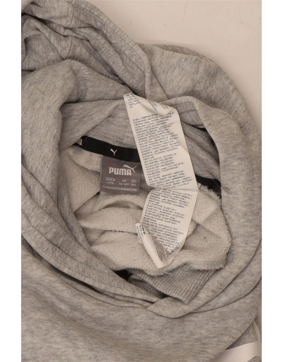 Pulover cu glugă cu grafic PUMA pentru băieți 13-14 ani, bumbac gri