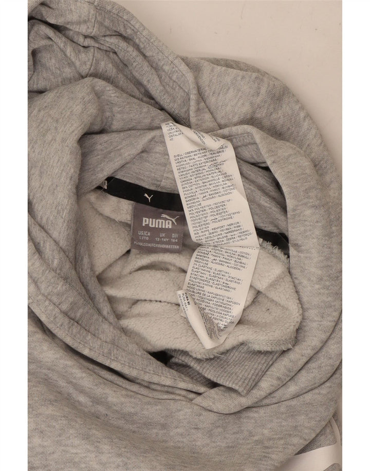 Pulover cu glugă cu grafic PUMA pentru băieți 13-14 ani, bumbac gri