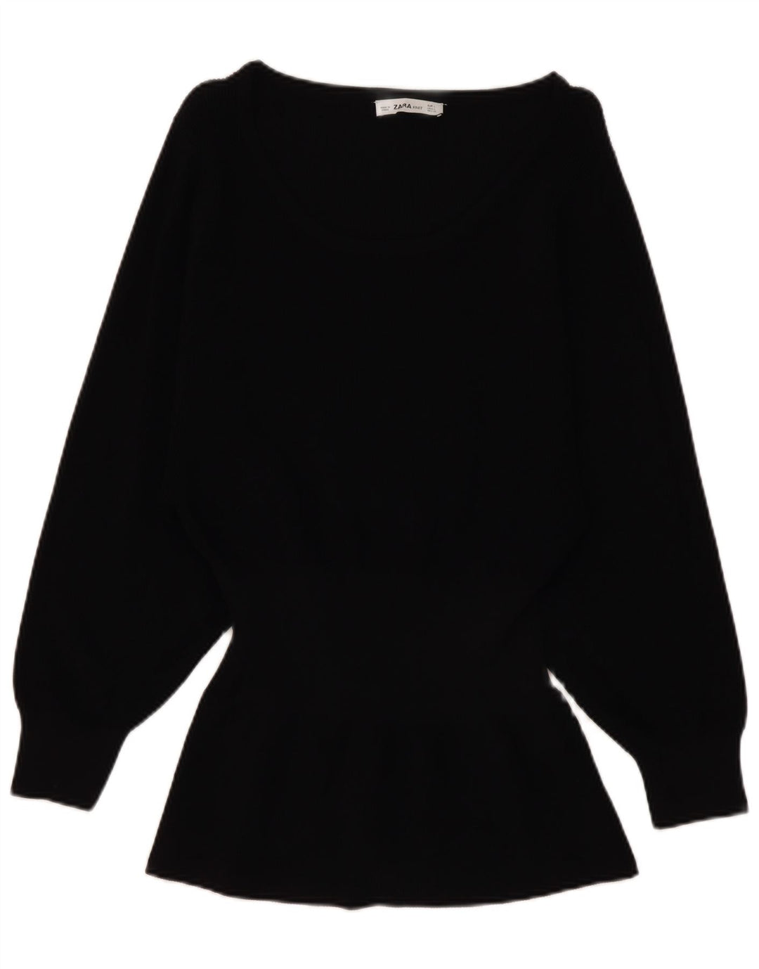 Top femeie Zara cu mânecă lungă UK 14 mare, negru, viscoză