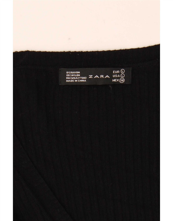 Top femeie Zara cu mânecă lungă UK 14 mare, negru, raion