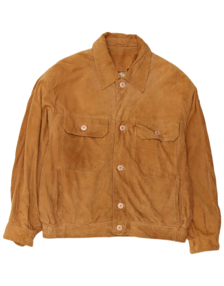 Jachetă vintage bărbătească din piele intoarsa EU 54 XL din piele bej