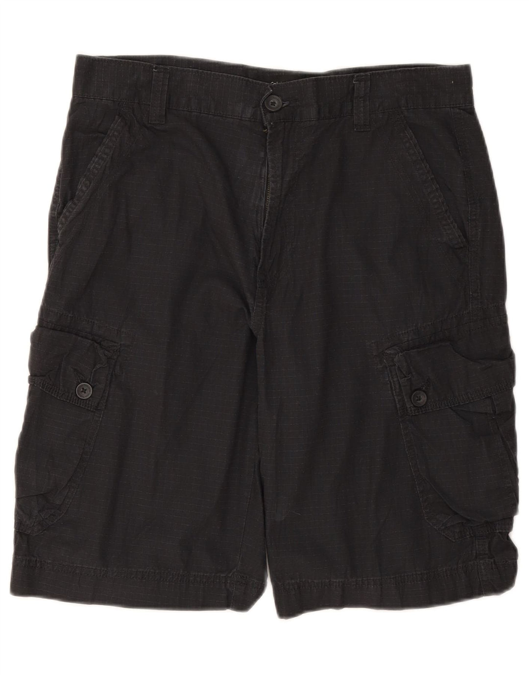 CALVIN KLEIN Mens Cargo Shorts W32 Medium Navy Blue Check Cotton Vintage Calvin Klein and Second-Hand Calvin Klein from Messina Hembry 