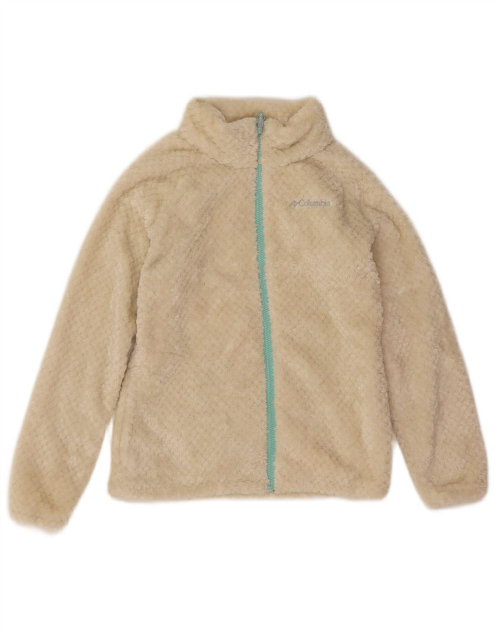 Jachetă fleece Columbia pentru fete 14-15 ani, mare din poliester alb