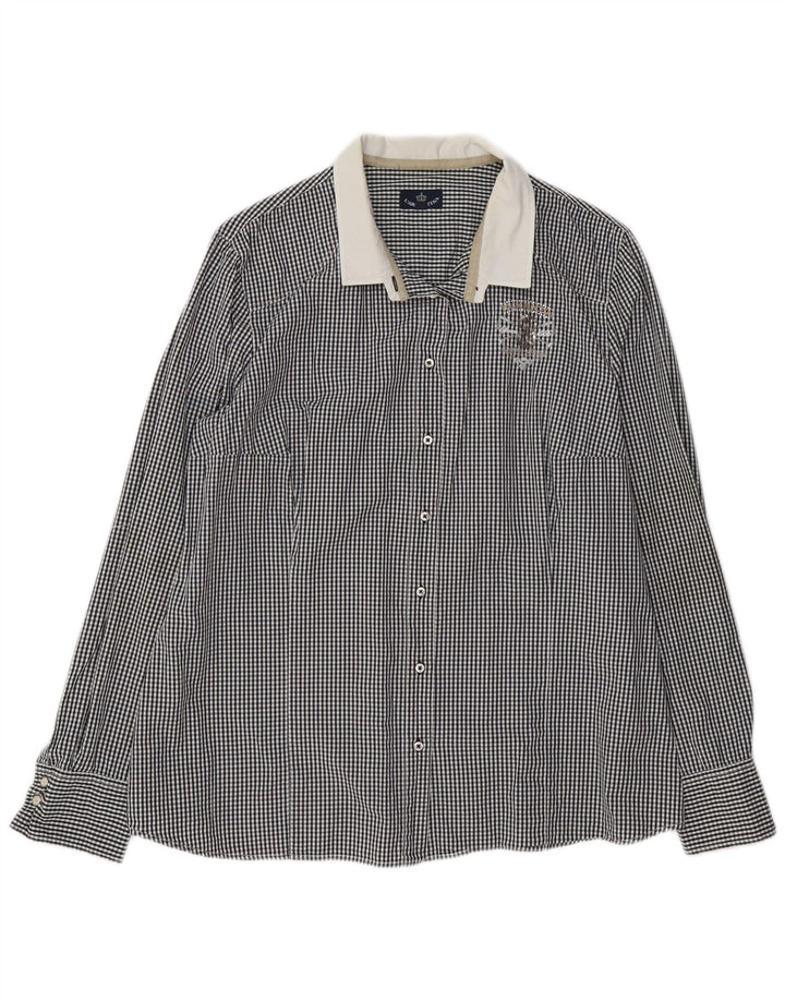 Cămașă Vintage pentru femei EU 42 XL, bumbac vichy negru