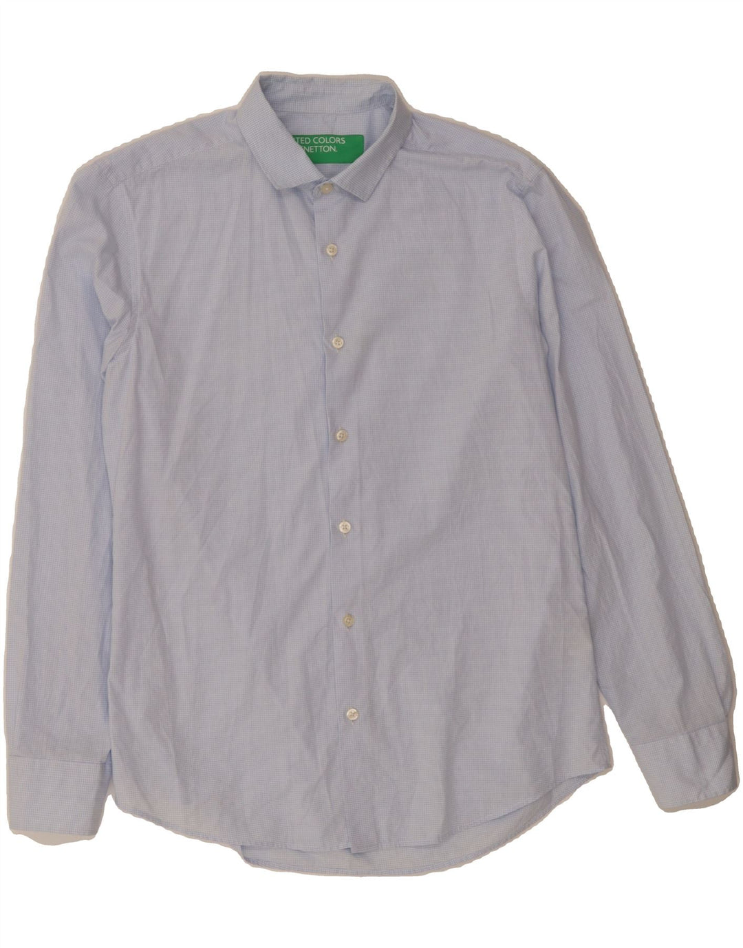 BENETTON Mens Shirt Large Blue Check Cotton Vintage Benetton and Second-Hand Benetton from Messina Hembry 